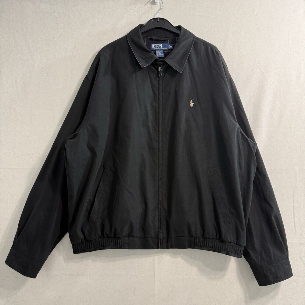 Vintage Polo Ralph Lauren Harrington Jacket Mens XL Black Full Zip Bi-Swing